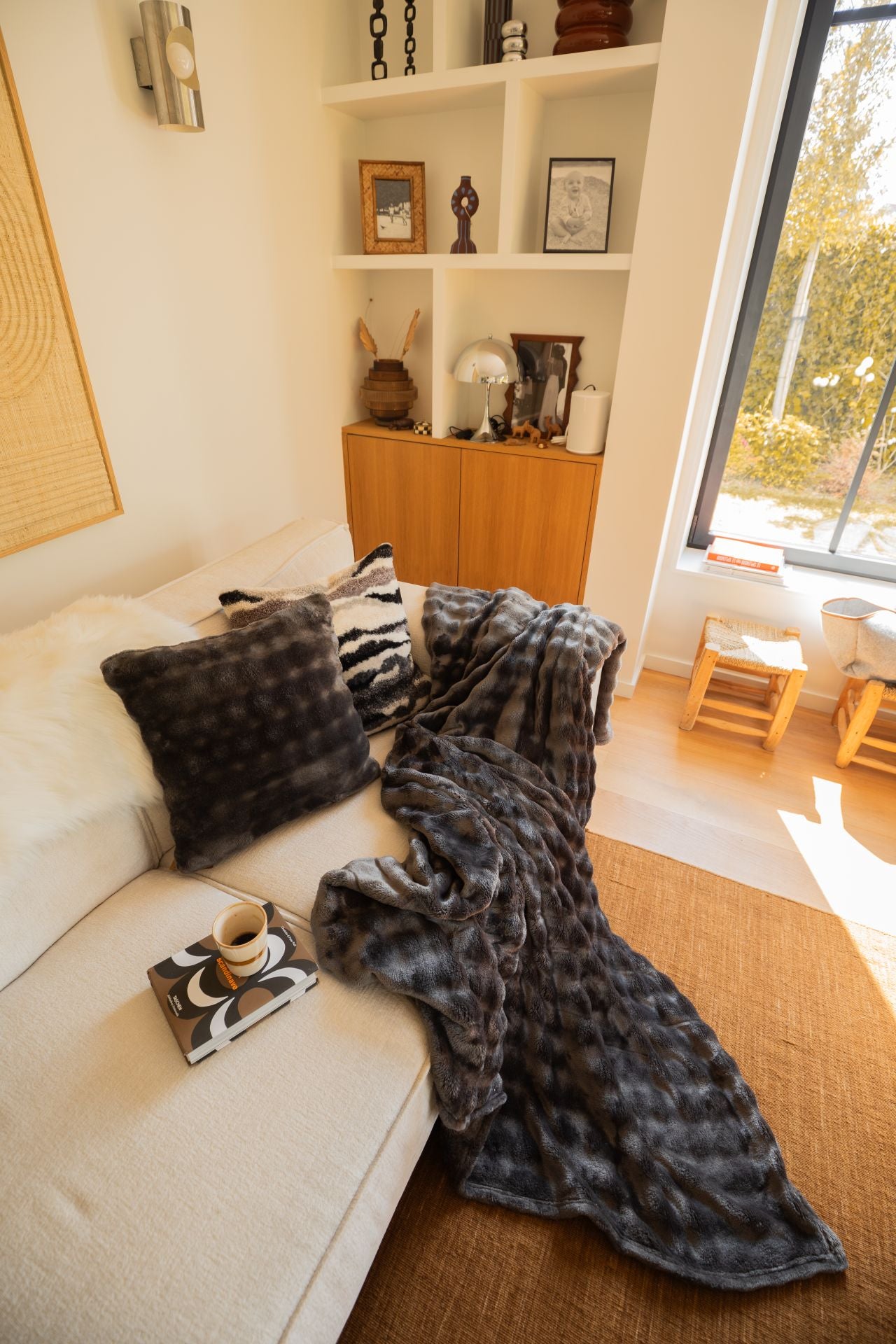 Tiseco - Sierkussen (gevuld) WAVE - 45x45 cm, Grijs - Set van 2 stuks
