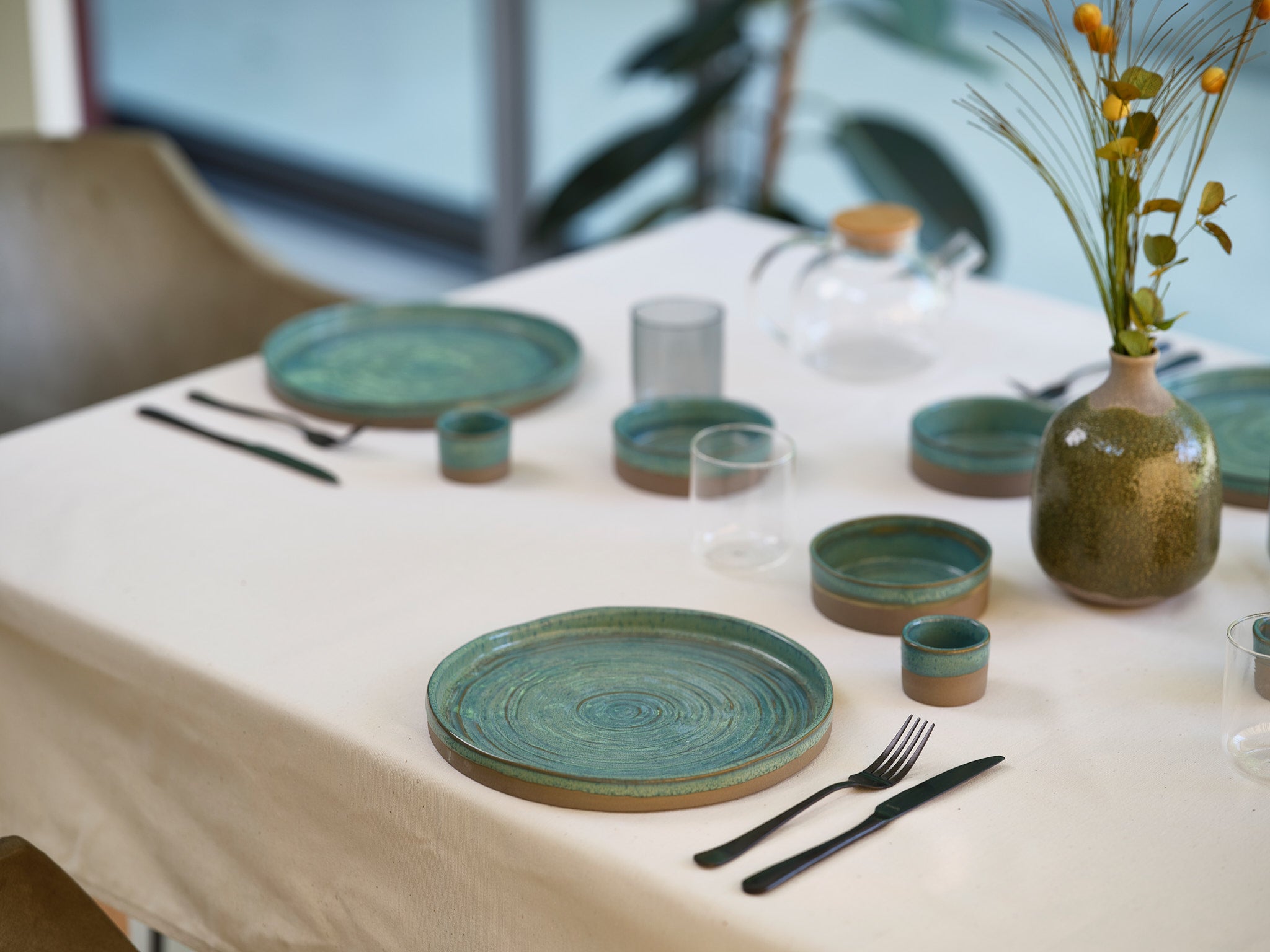 BASALT OCEAN GREEN DIEP BORD D24XH4CM DESIGN BY CHARLOTTE- Set van 6 stuks