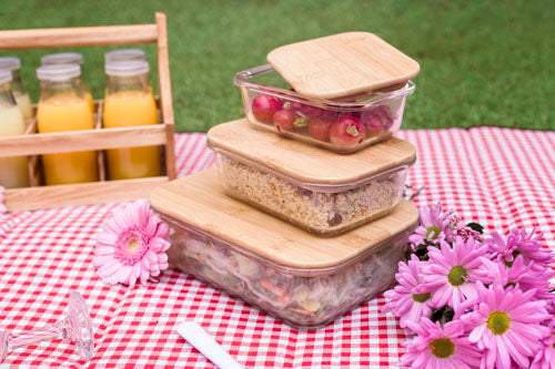 COSY&TRENDY - VOORRAADDOOS 17X13 XH5,5CM RECHTH 640ML BAMBOO DEKSEL