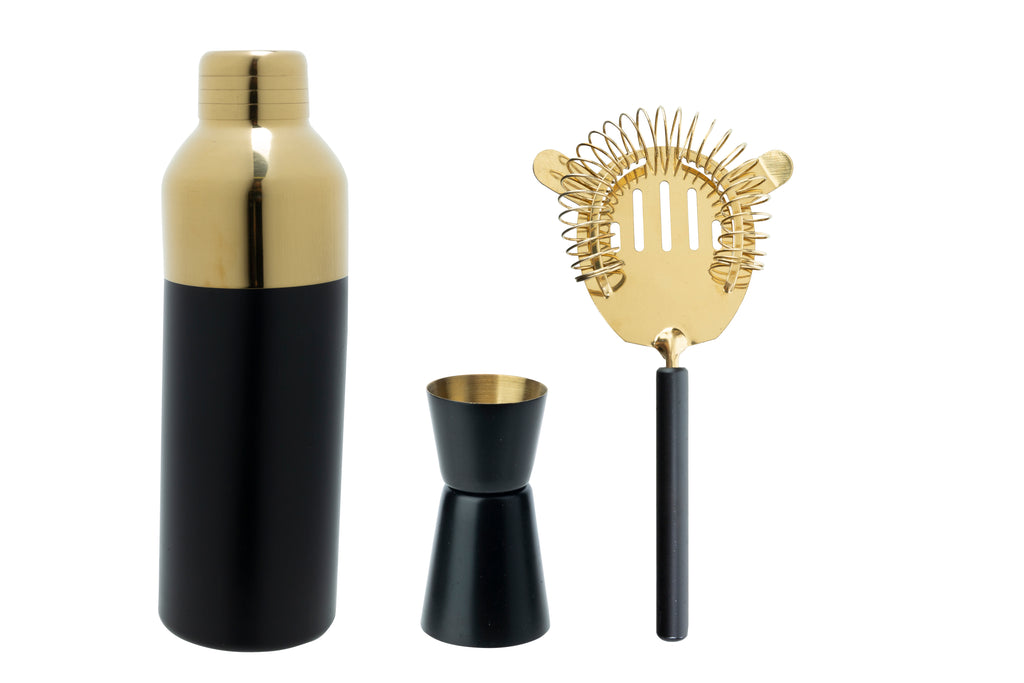 Cocktailset met Shaker – Zwart & Goud – 550 ml