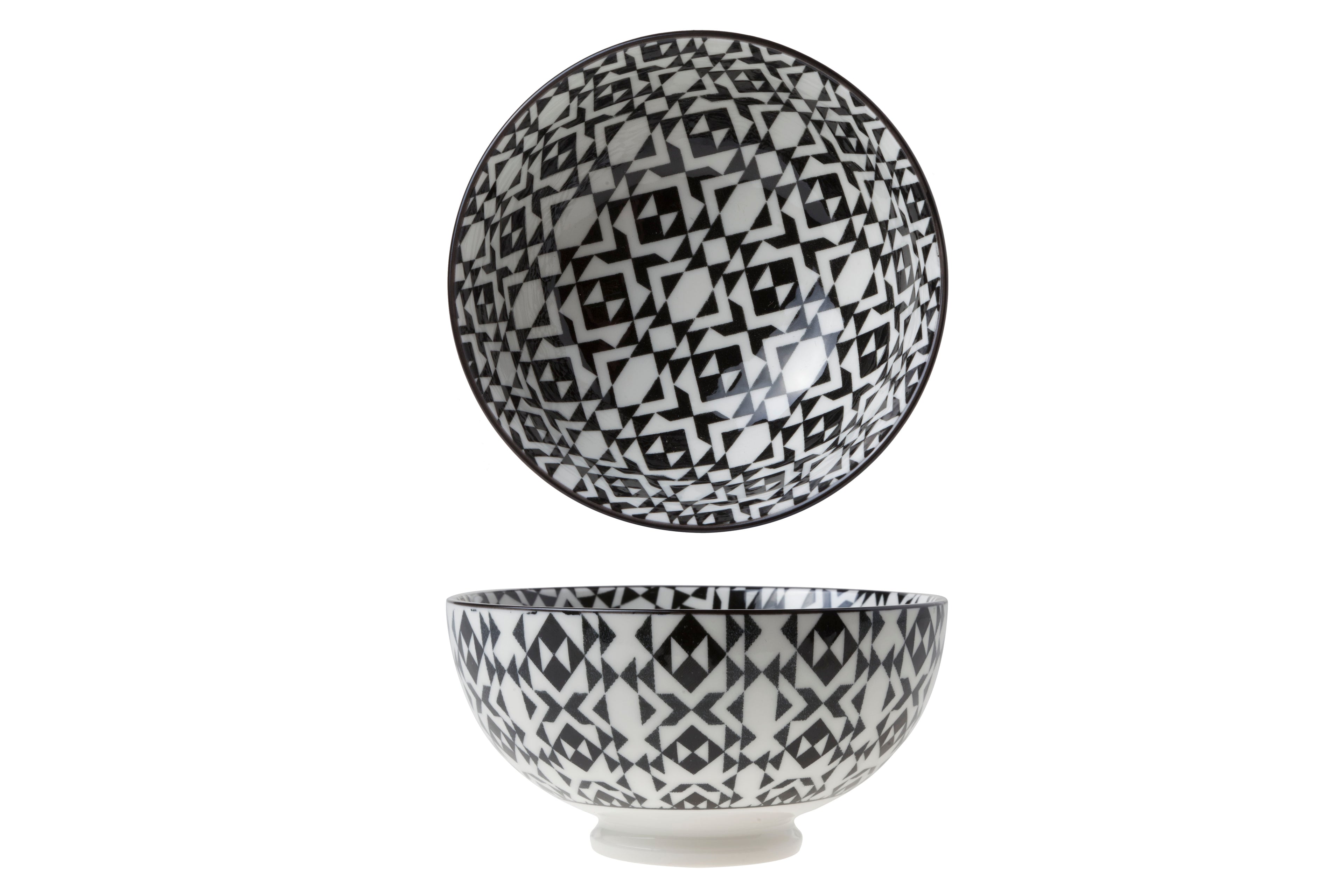 Cosy & Trendy Nikko Black Kommetjes – 25 cl – Porselein – Set van 6 – Assorti Zwart/Wit