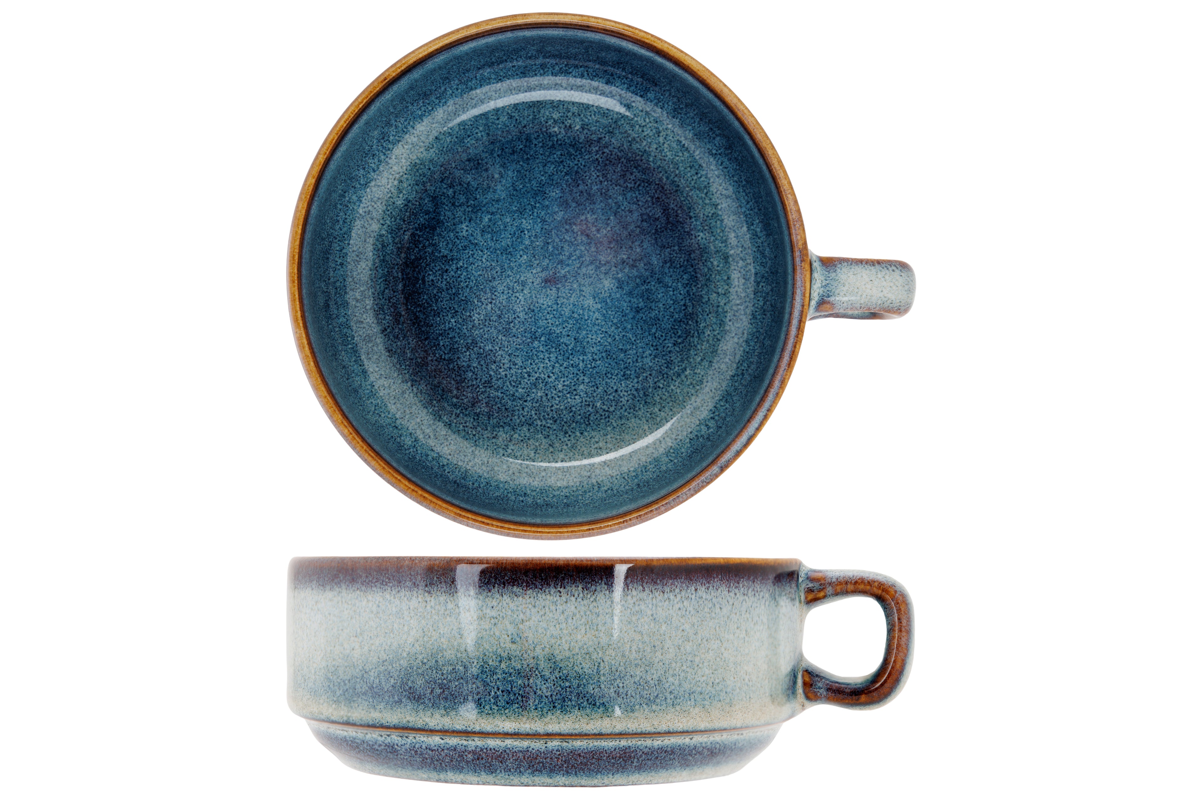 JADE INDIGO SOEPKOM MET OOR D12,5XH5CM- set van 6 stuks