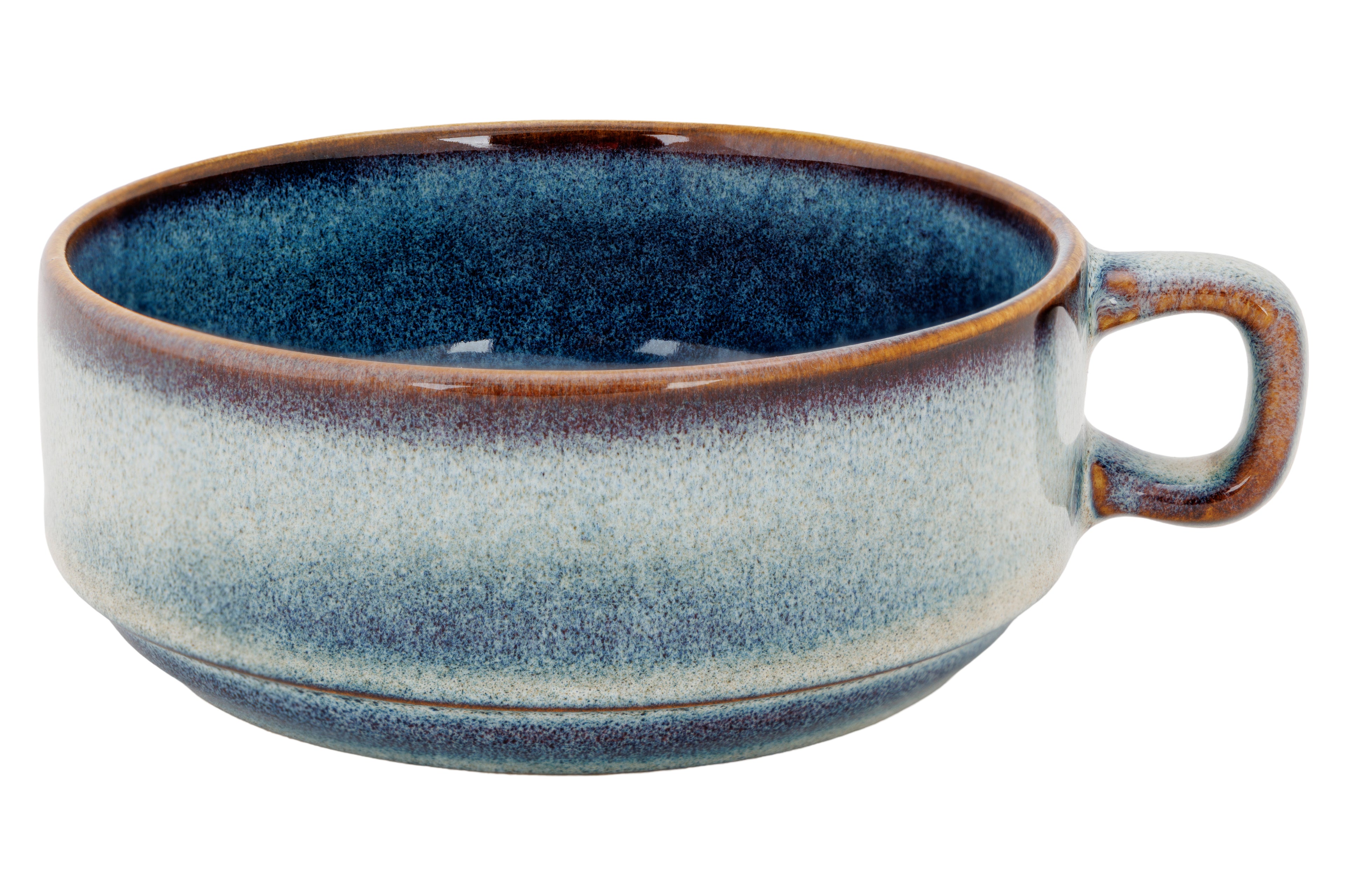 JADE INDIGO SOEPKOM MET OOR D12,5XH5CM- set van 6 stuks