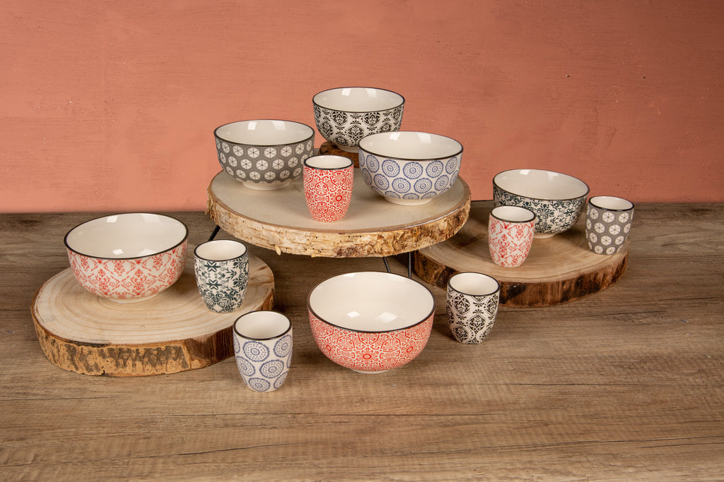 Cosy & Trendy Delirio Ontbijtkom/soepkom – Ø 15 cm – Aardewerk – Set van 6 – Assorti Dessins