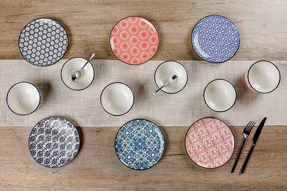 Cosy & Trendy Delirio Dessertbord / Ontbijtbord – Ø 19 cm – Aardewerk – Set van 6 – Assorti Dessins