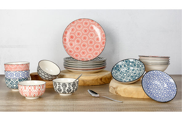 Cosy & Trendy Delirio Dinerborden – Ø 23,5 cm – Aardewerk – Set van 6 – Assorti Dessins