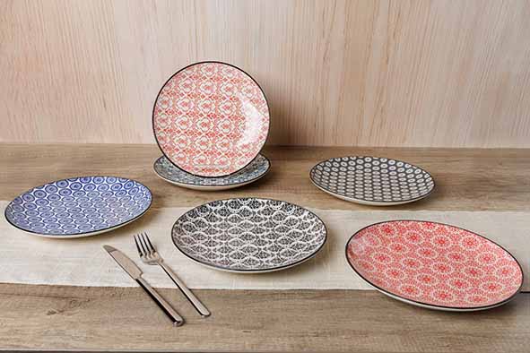 Cosy & Trendy Delirio Dinerborden – Ø 23,5 cm – Aardewerk – Set van 6 – Assorti Dessins