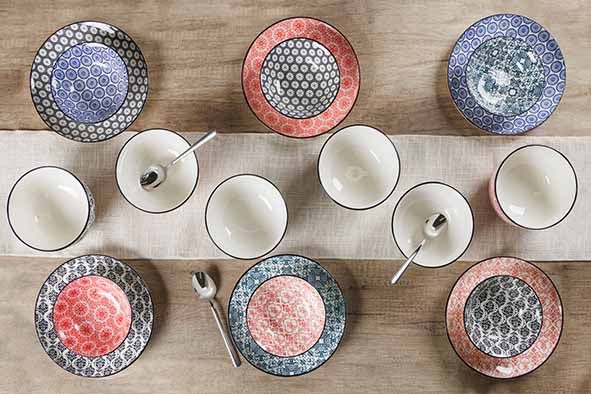 Cosy & Trendy Delirio Dinerborden – Ø 23,5 cm – Aardewerk – Set van 6 – Assorti Dessins