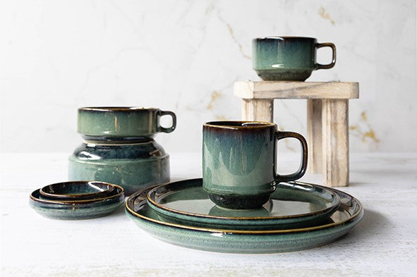 Cosy & Trendy Jade Verde Soucoupe 15 cm - Lot de 6