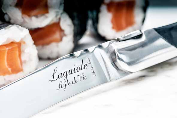 Coffret de 6 couteaux à steak Laguiole Luxury Line – Ébène noire – Emballage cadeau