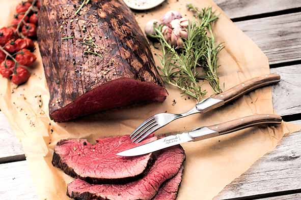 LUXURY LINE STEAKMES SET VAN 6 STUKS - OLIJFHOUT