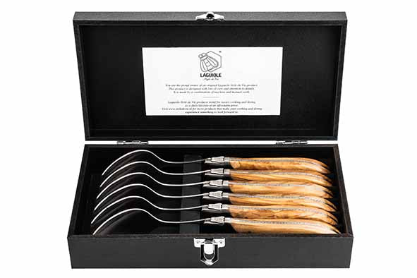 Laguiole Luxury Line – Lepelset van 6 met olijfhouten handvat