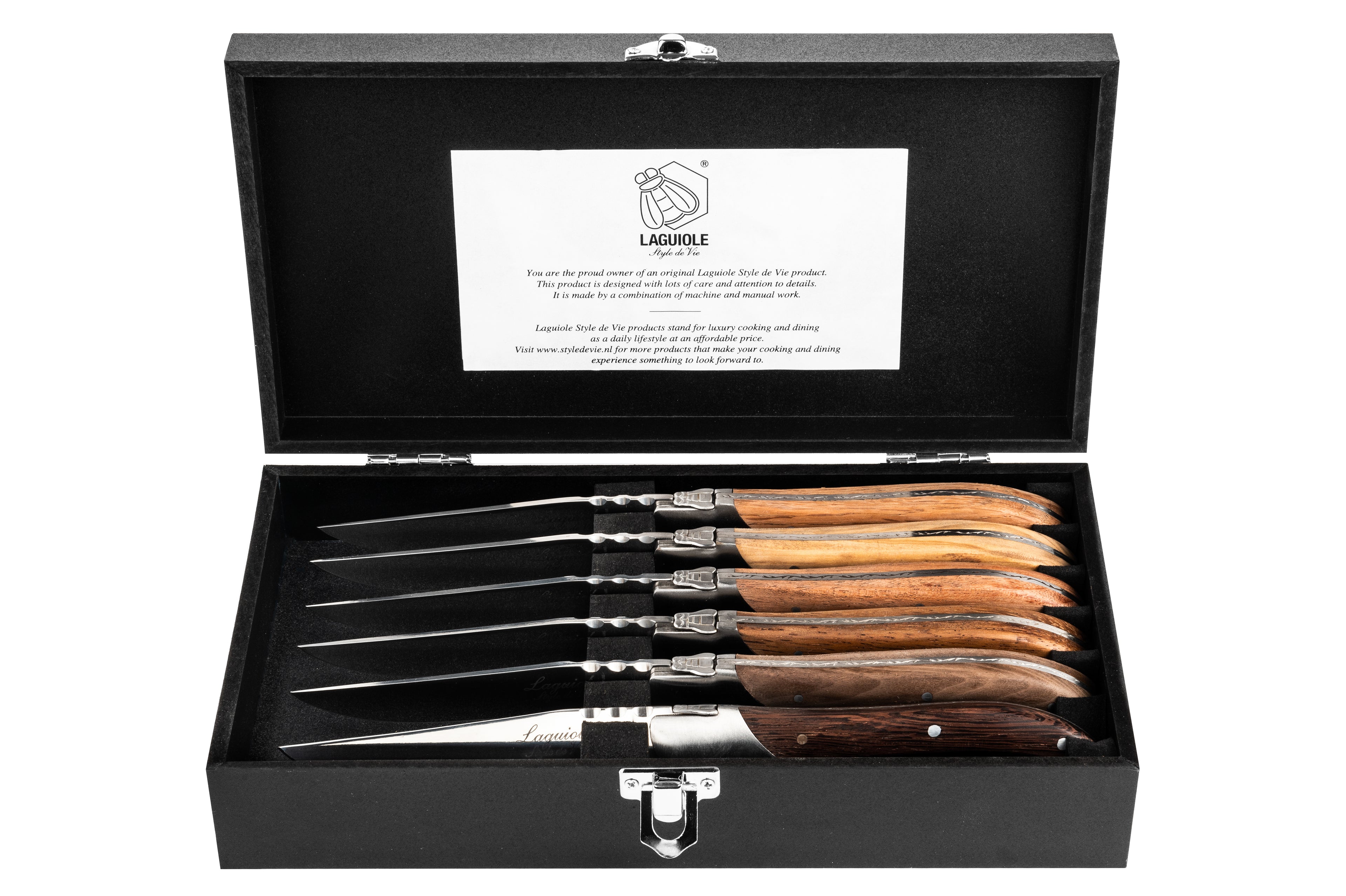Laguiole Style de Vie Luxury Line Steak Knife Mixed Wood - Set of 6 pieces