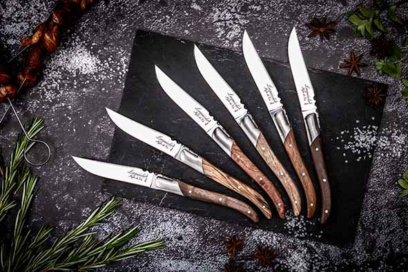 Laguiole Style de Vie Luxury Line Couteaux à steak bois mélangé - Lot de 6
