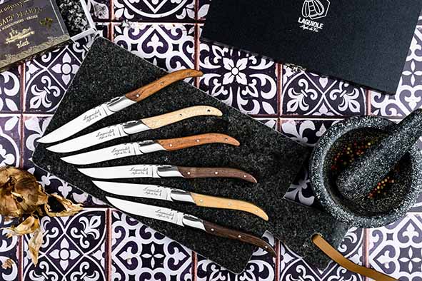 Laguiole Style de Vie Luxury Line Steak Knife Mixed Wood - Set of 6 pieces