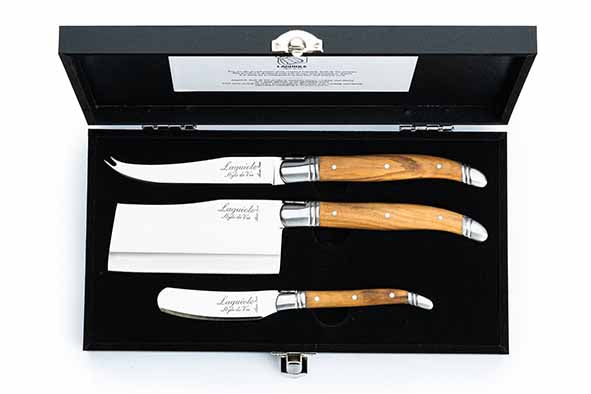 LUXURY LINE KAASMESSENSET 3PCS OLIJFHOUT