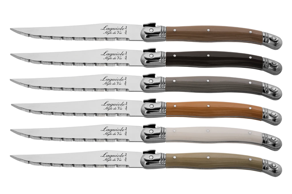 Laguiole Style de Vie - Couteau à steak Premium Line Treasure - Set de 6 pièces