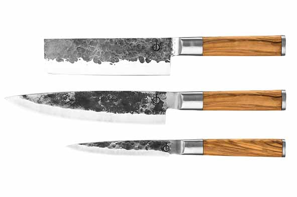 OLIVE MESSENSET 3PCS - KOKSMES + HAKBIJL + HUISHOUDMES