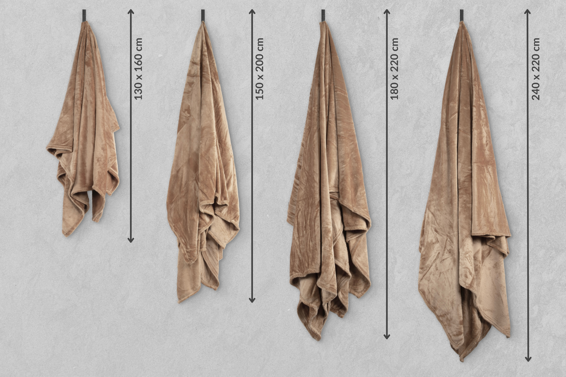 Tiseco - Plaid COSY DELUX - Microflannel 280 g/m² - 180x220 cm, taupe