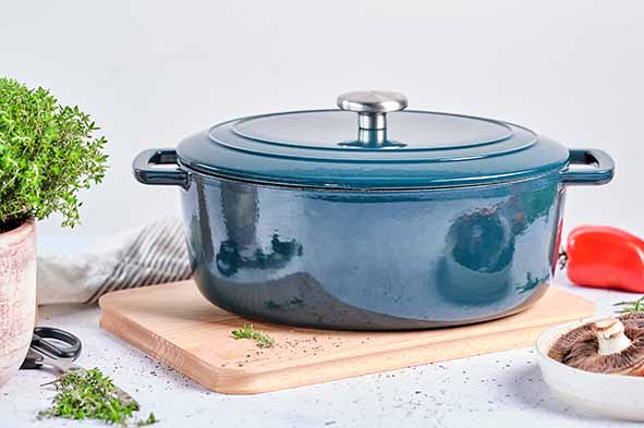 Cosy & Trendy Fontestic Gusseisen-Bräter 31 cm - 6,0 L mit Deckel (Green Heron) - Oval