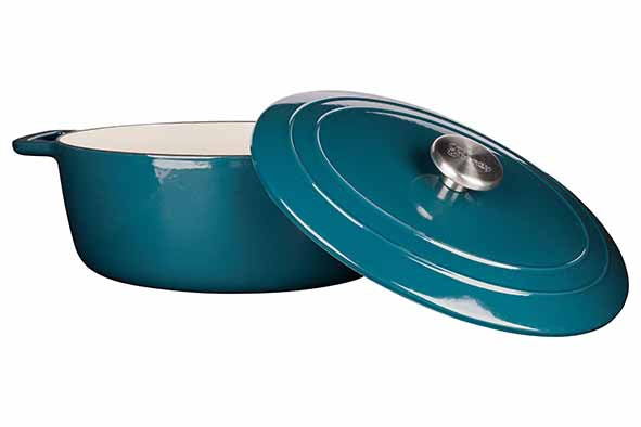 Cosy & Trendy Fontestic Gusseisen-Bräter 31 cm - 6,0 L mit Deckel (Green Heron) - Oval