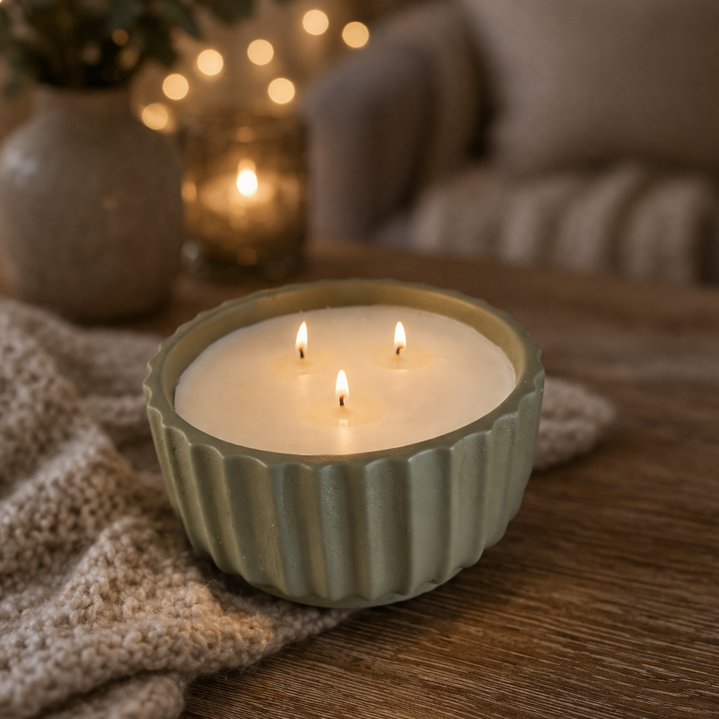 Cosy@home scented candle - 3 wicks - olive green
