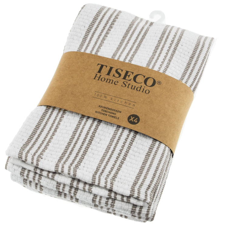 Tiseco Küchentücher Basket Weave - Taupe - 4er-Set