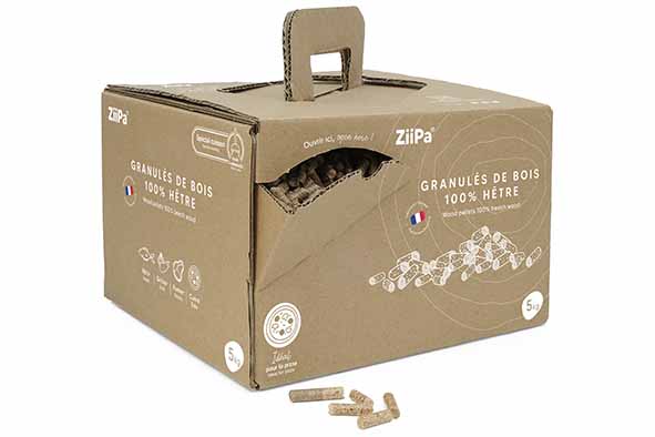 ZiiPa - BEUKENHOUTEN PELLETS 5KG KRAFT BOX MET DISPENSER