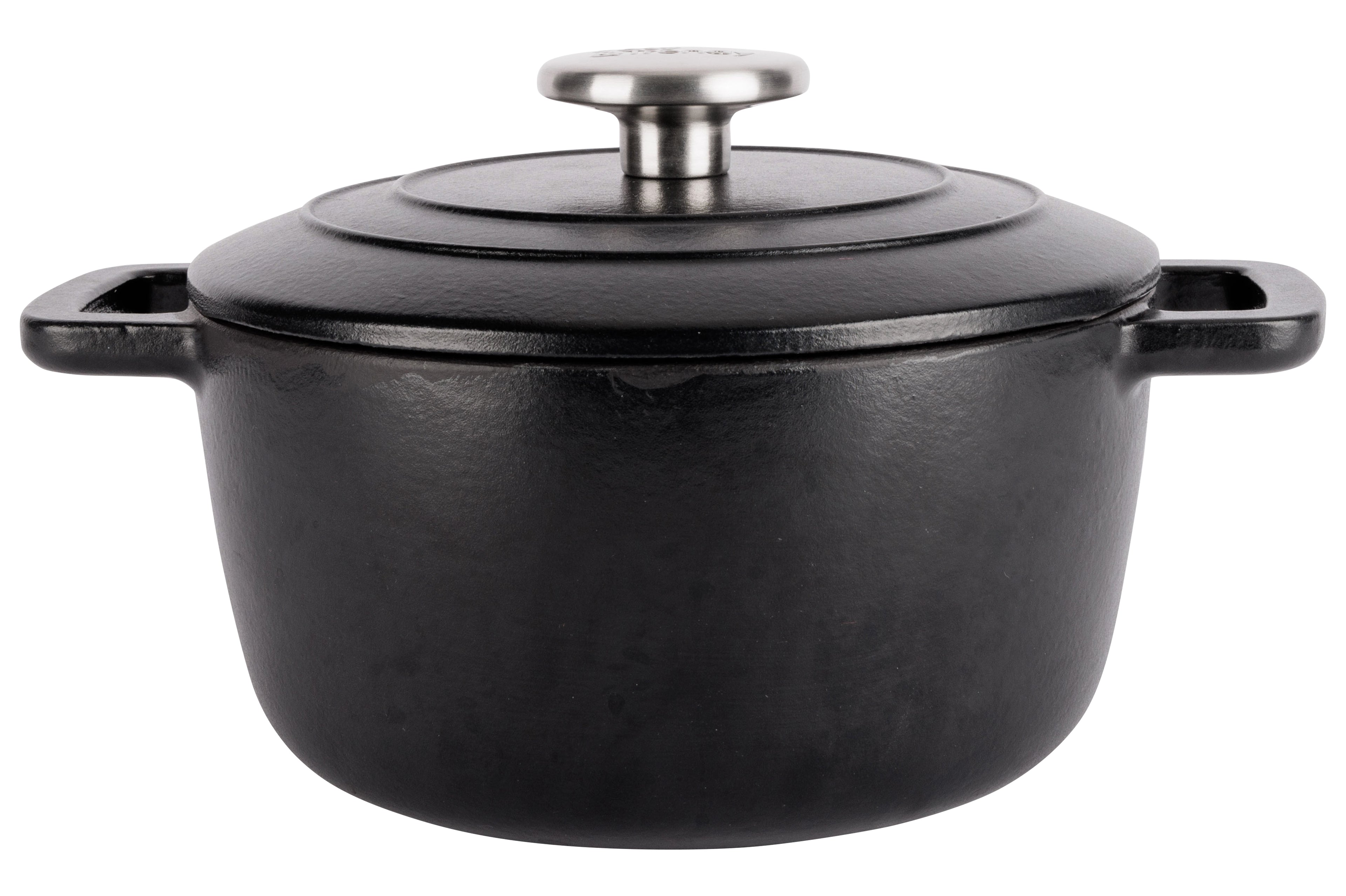 Cosy & Trendy Fontestic gusseiserner Schmortopf 20 cm – 2,7L mit Deckel (Schwarz)