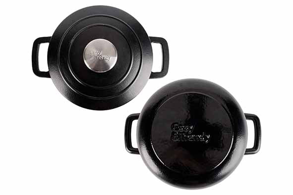 Cosy & Trendy Fontestic gusseiserner Schmortopf 20 cm – 2,7L mit Deckel (Schwarz)
