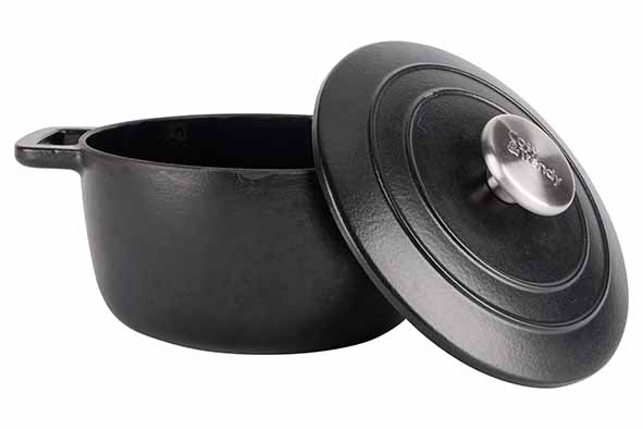 Cosy & Trendy Fontestic Faitout en fonte 20 cm - 2,7L avec couvercle (Noir)