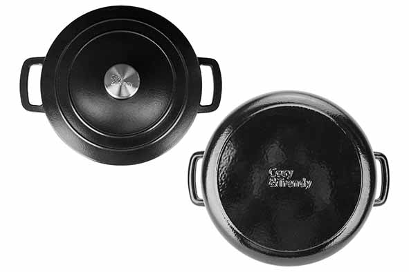 Cosy & Trendy Fontestic Gusseisen-Schmortopf 28 cm - 6,15 L mit Deckel (Schwarz)