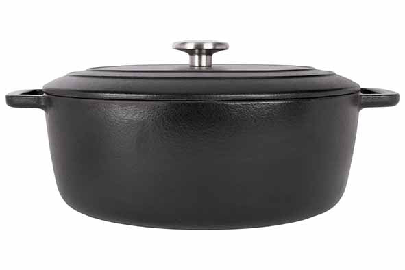 Cosy & Trendy Fontestic cast iron casserole 31 cm - 6.0 L with lid (Black) - Oval
