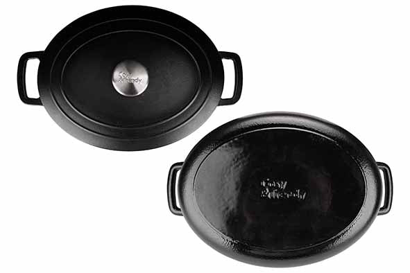 Cosy & Trendy Fontestic Gusseisen-Schmortopf 31 cm - 6,0 L mit Deckel (Black) - Oval