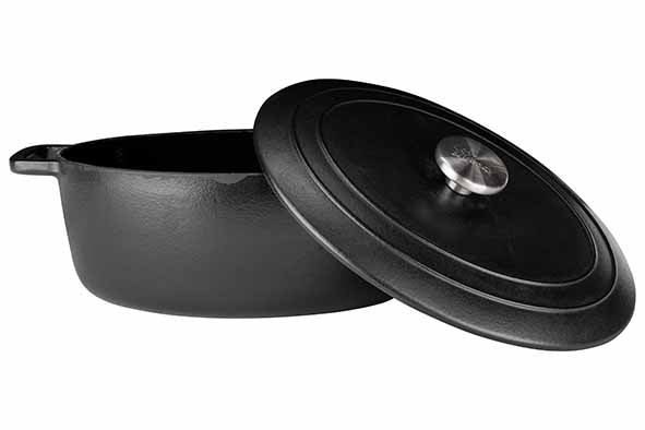 Cosy & Trendy Fontestic cast iron casserole 31 cm - 6.0 L with lid (Black) - Oval