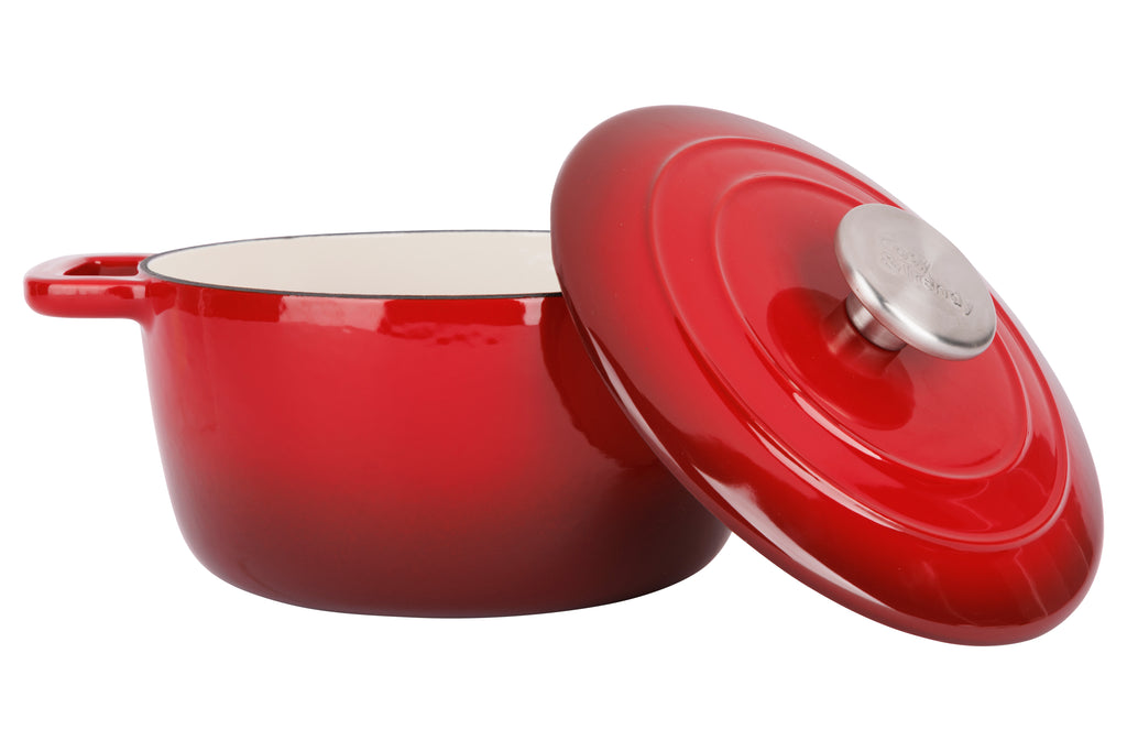 Cosy & Trendy Fontestic faitout en fonte 20 cm - 2,7L avec couvercle (rouge traditionnel)