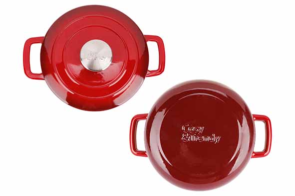 Cosy & Trendy Fontestic faitout en fonte 20 cm - 2,7L avec couvercle (rouge traditionnel)