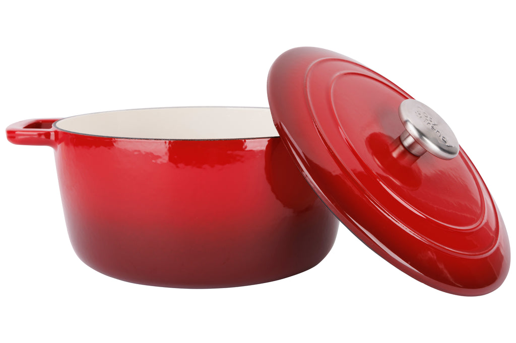 Cosy & Trendy Fontestic cast iron casserole 24 cm - 4.6L with lid (Traditional Red)