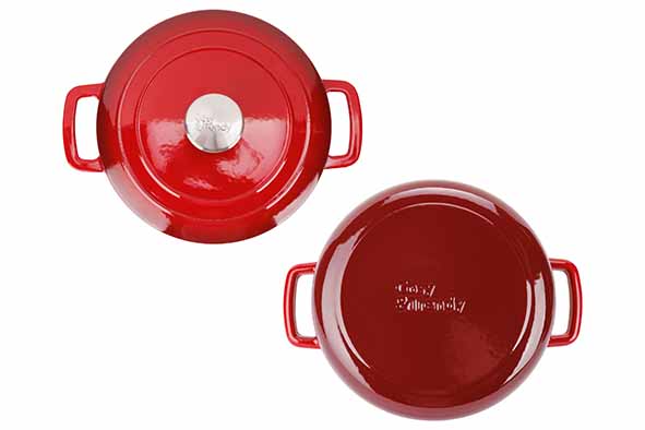 Cosy & Trendy Fontestic Gusseisen-Schmortopf 24 cm - 4,6L mit Deckel (Traditional Red)