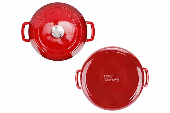 Cosy & Trendy Fontestic Gusseisen-Schmortopf 28 cm - 6,15 L mit Deckel (Traditional Red)