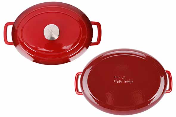 Cosy & Trendy Fontestic Gusseisen-Bräter 31 cm - 6,0 L mit Deckel (Traditional Red) - Oval