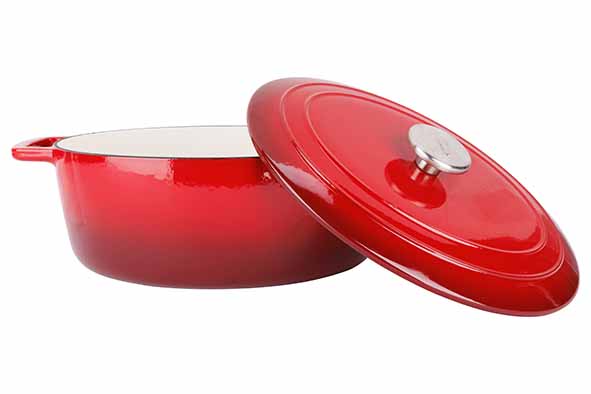 Cosy & Trendy Fontestic cocotte en fonte 31 cm - 6,0 L avec couvercle (rouge traditionnel) - Ovale