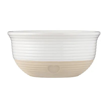 Rustic Charm Mengkom – Ø 26 cm – Keramische Beslagkom – Crème/Wit