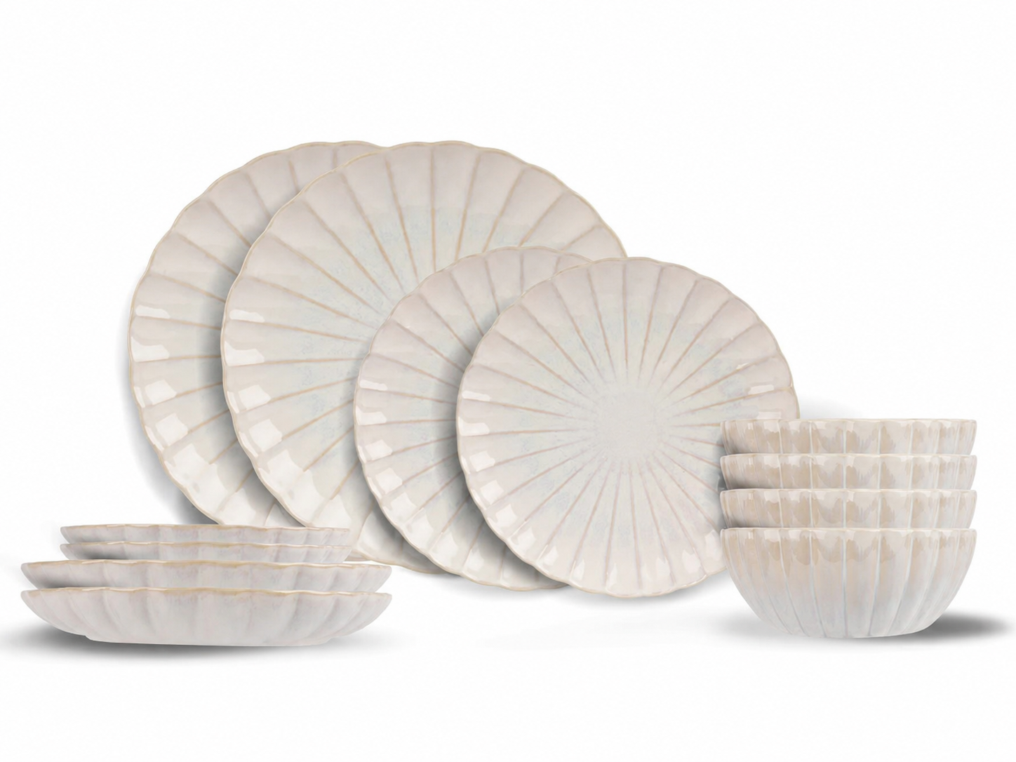 Cosy & Trendy - Astera Pure Serviesset 12-delig – Crèmekleurig Keramiek