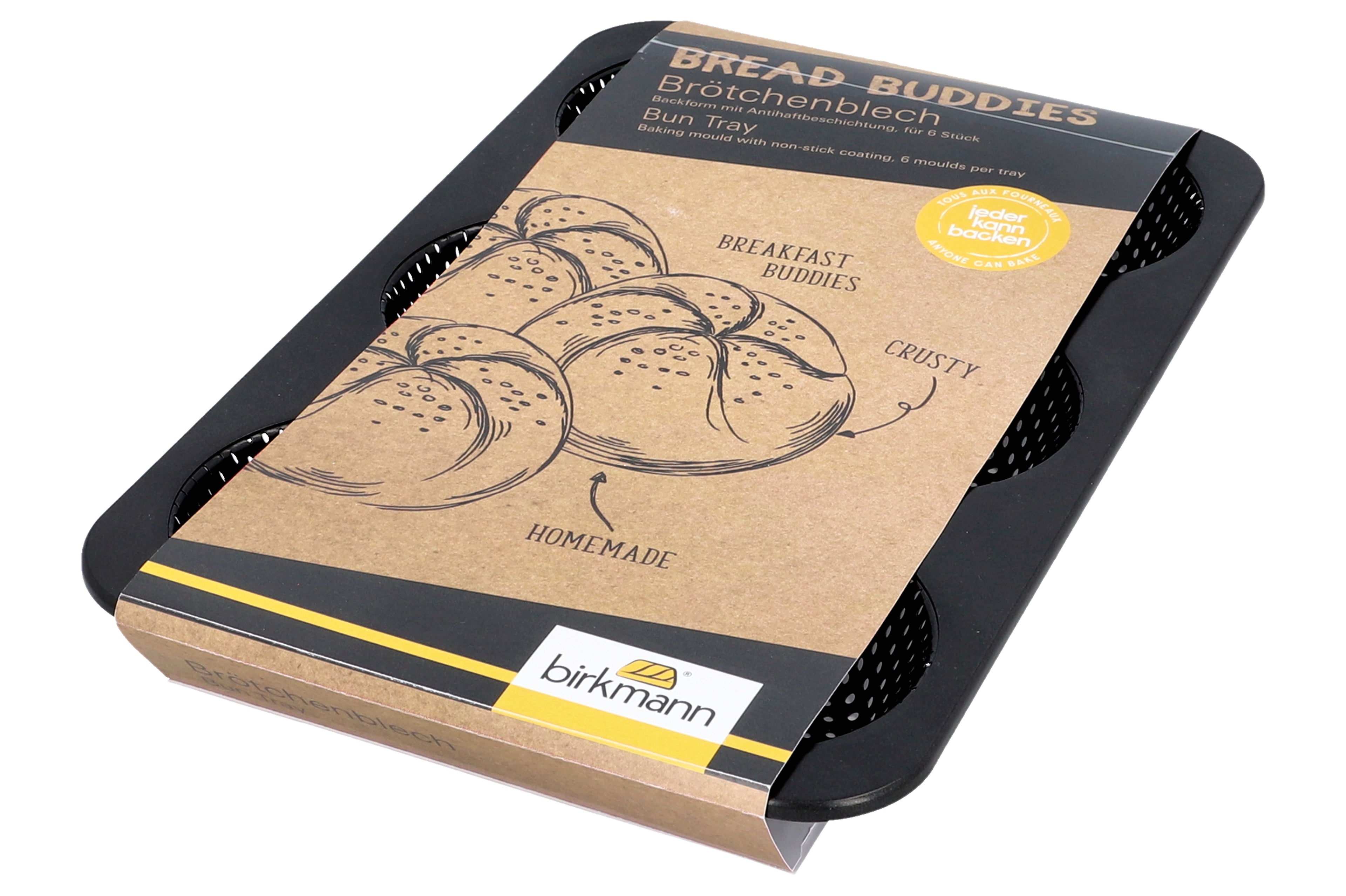 Birkmann Bread Buddies Bakplaat voor 6 Broodjes – Geperforeerd – Non-stick
