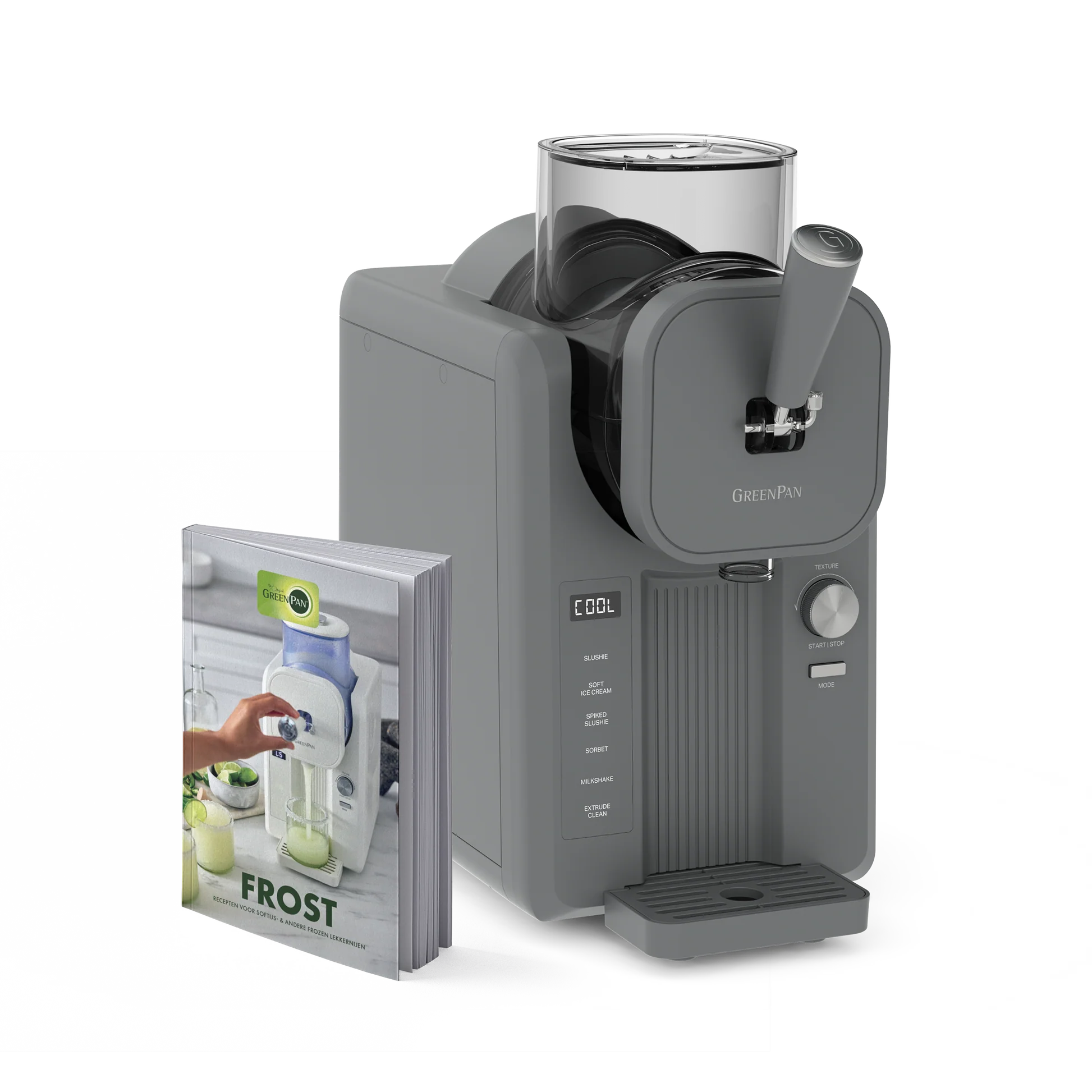 Greenpan Snelle Ijsmachine - Softijs & Slushies 1,87L - Grey + GRATIS RECEPTENBOEK