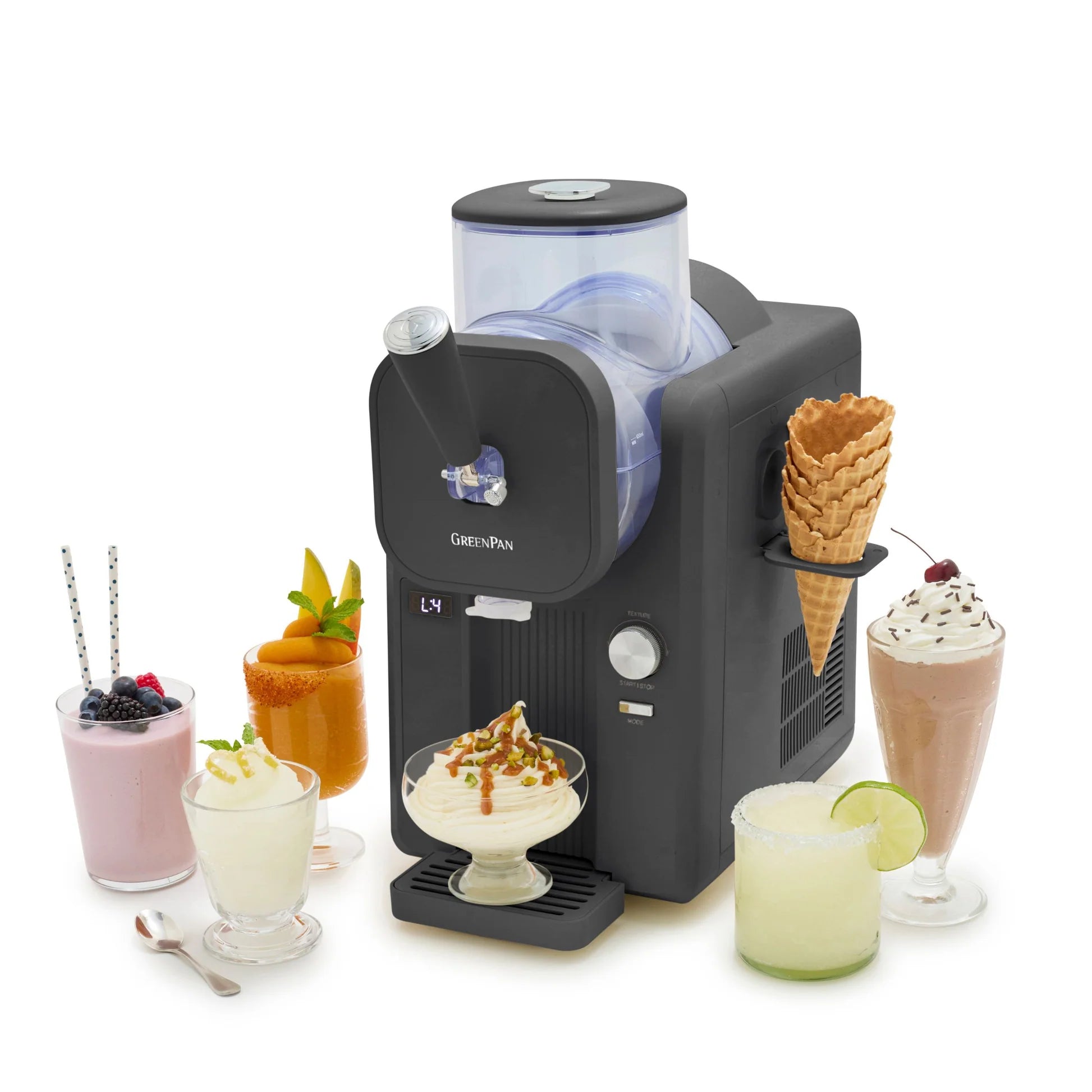 Greenpan Snelle Ijsmachine - Softijs & Slushies 1,87L - Grey + GRATIS RECEPTENBOEK