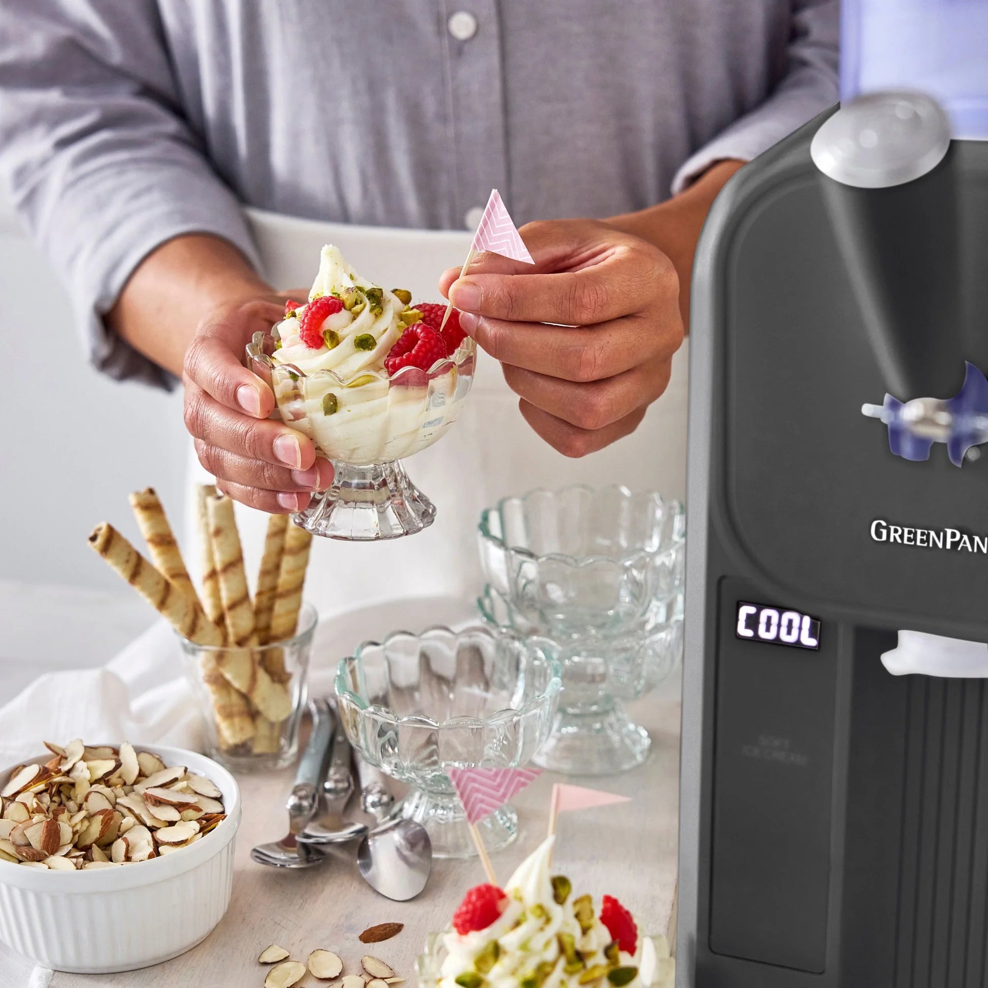 Greenpan Snelle Ijsmachine - Softijs & Slushies 1,87L - Grey + GRATIS RECEPTENBOEK