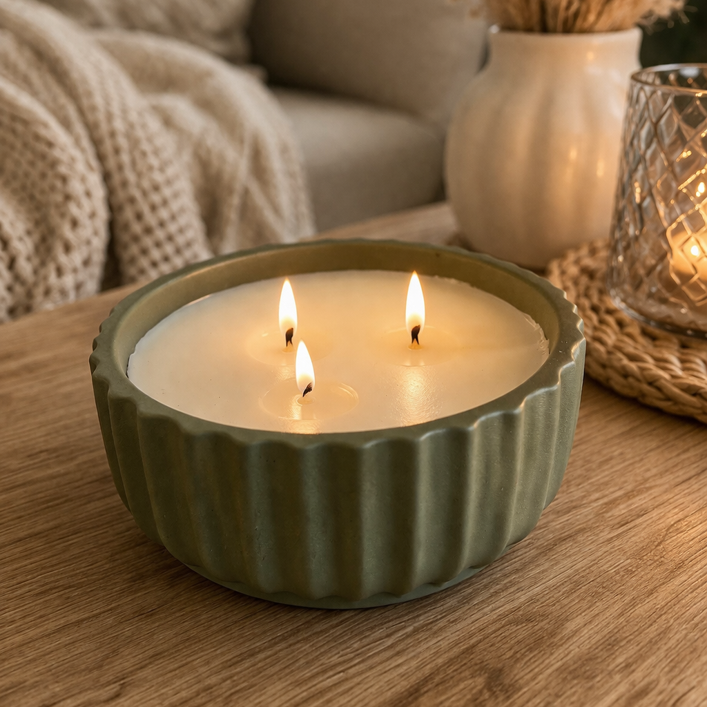 Cosy@home scented candle - 3 wicks - olive green