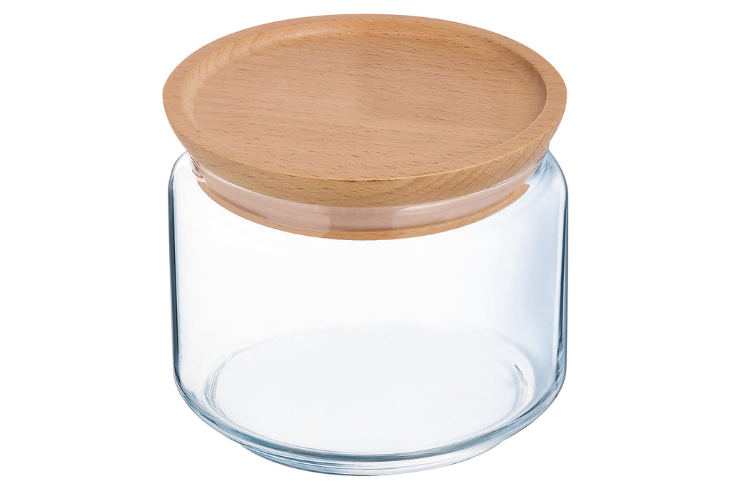 Luminarc Pure Voorraadpot met Houten Deksel – 0,5 Liter – Glazen Bewaarpot